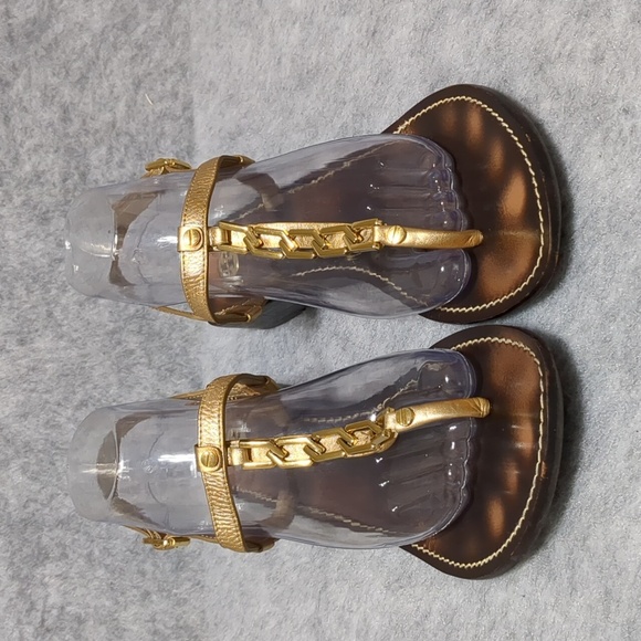 Tory Burch Alani Gold chain thong wedge sandal 9.5 - Picture 3 of 11